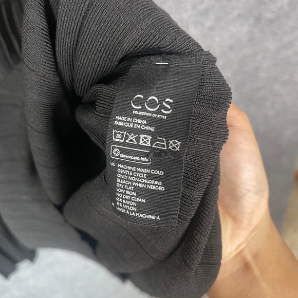 COS Womens Black Pleated Hem Button Front Cardigan Sweater Dress Size Small - Picture 8 of 9